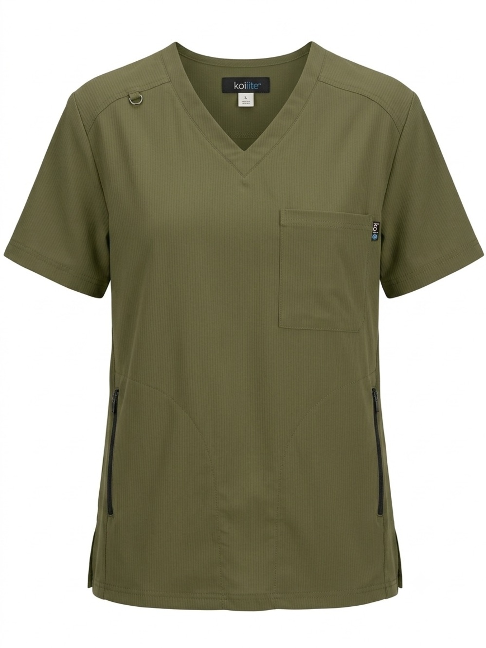Koi Lite Olive Green Scrub Top - V-Neck Logo Tag